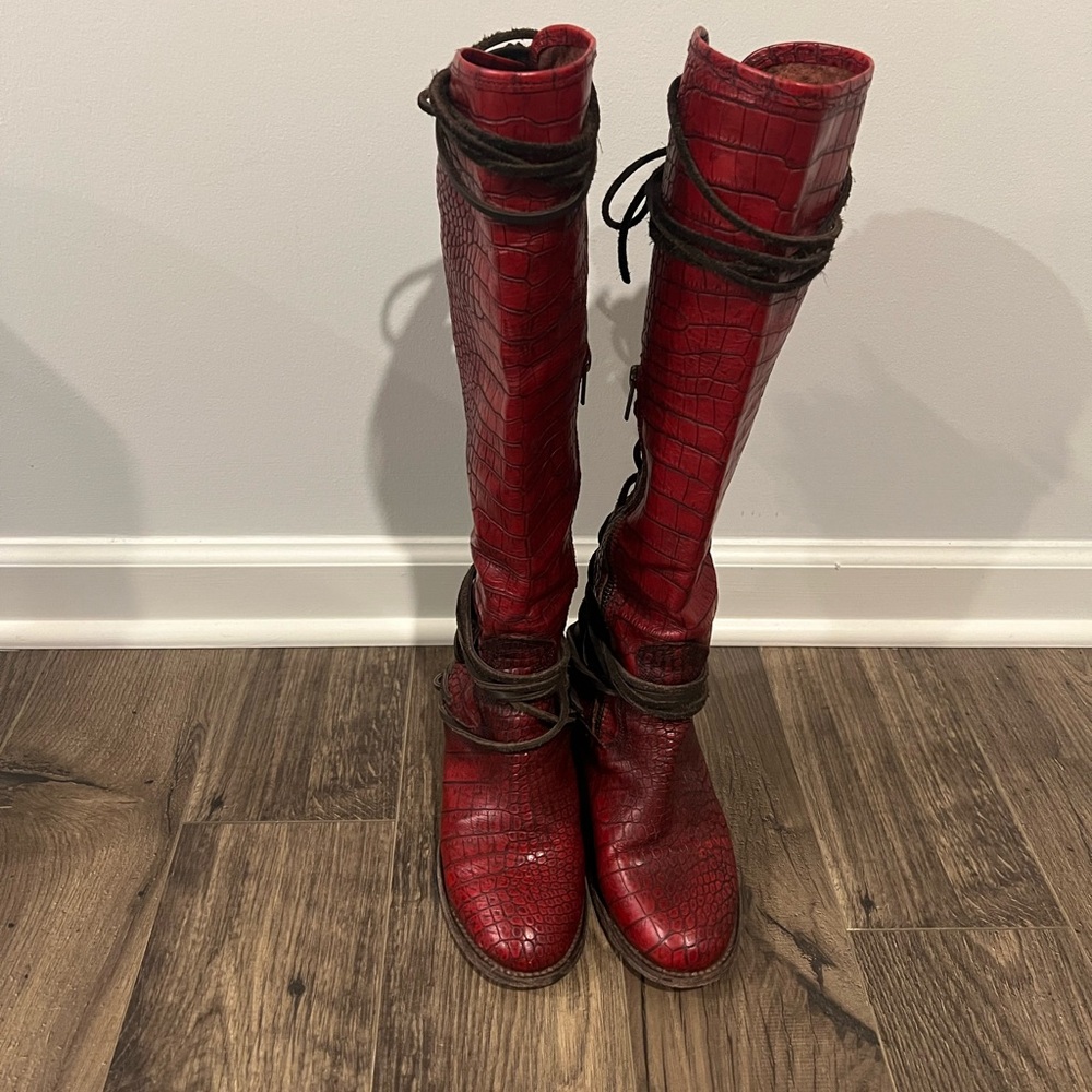 Freebird Red Coral Leather Boots